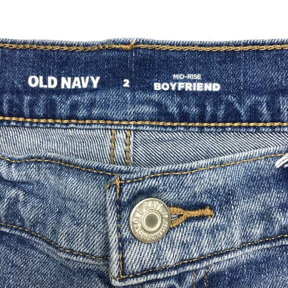 Old Navy Women's Jeans Boyfriend Mid Rise Frayed Hems size 2 length 26" - Picture 3 of 7